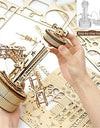 3D Wooden Puzzles DIY Musical Box Model Kit to Build Self-Assembly Building Kit Airplane-Control Tower