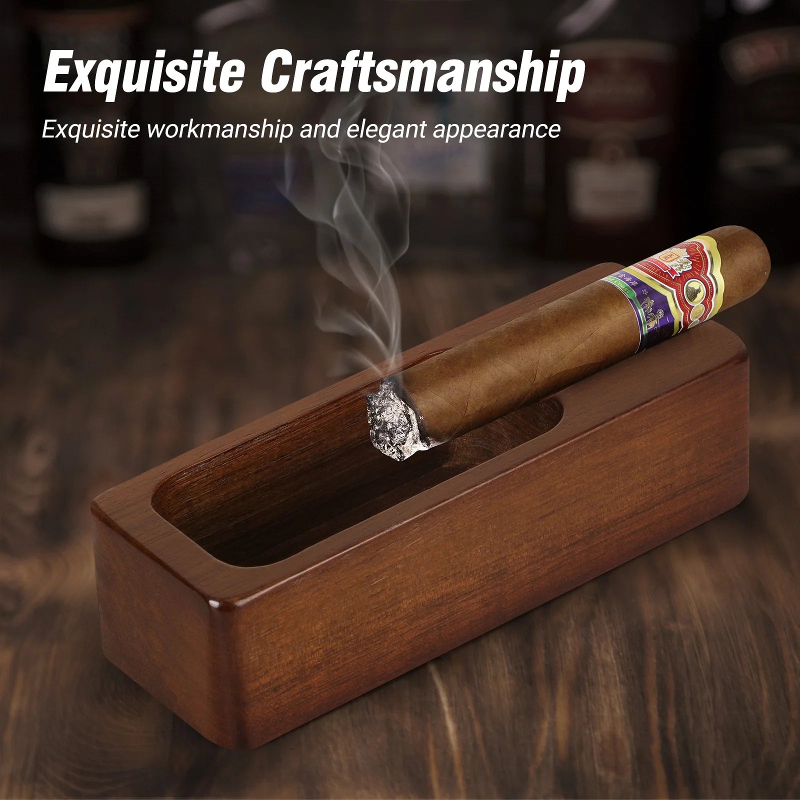 Cigar Ashtray Wooden Ashtrays Smokers Outdoor Home Office Decoration Useful Ashtray Portable Travel Ashtray Smoking