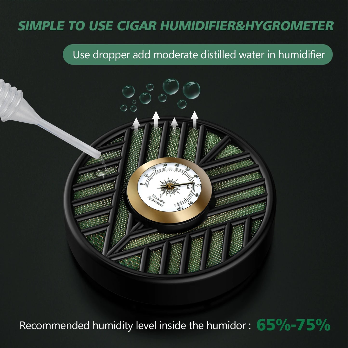 Cigar Humidifier Cigar Humidors Humidifier Round Cigar Humidier Cigar Hygrometer Combo for Cigar Box Keep Cigars Fresh