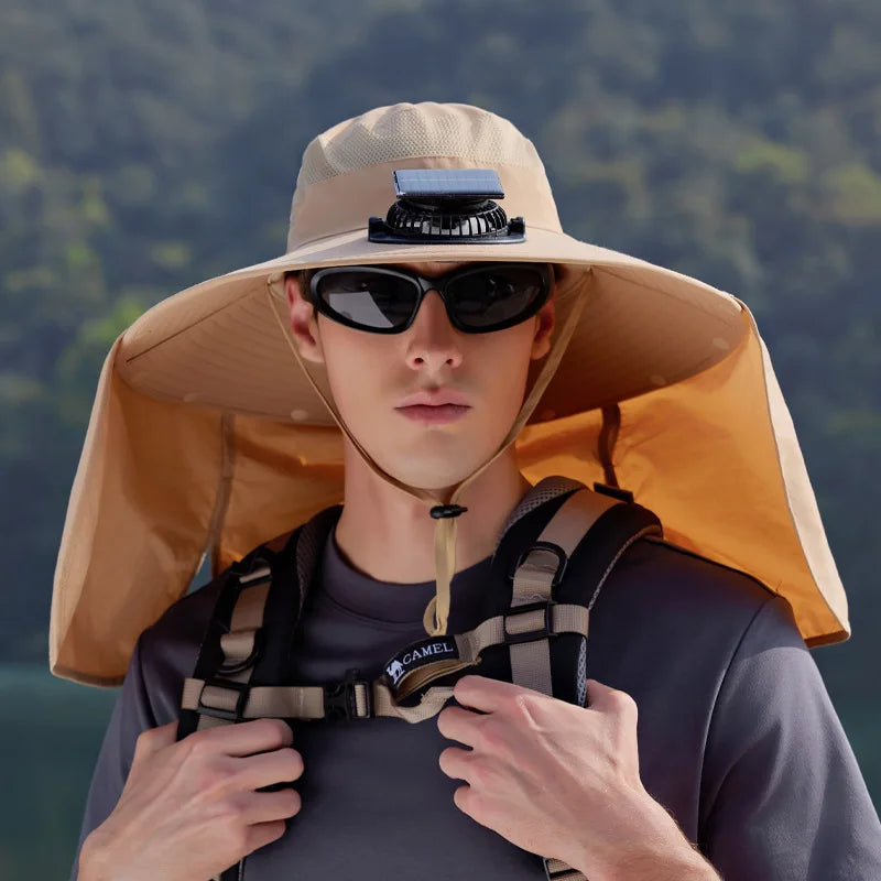 Wide Brim Solar Fan Outdoor Sun Hat