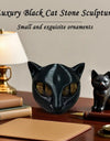 Black Cat Stone Figurine Resin Cat Head Miniature Marble Texture Cat Stone Cat Sculpture Craft Office Desk Cat Decor Kitten Art