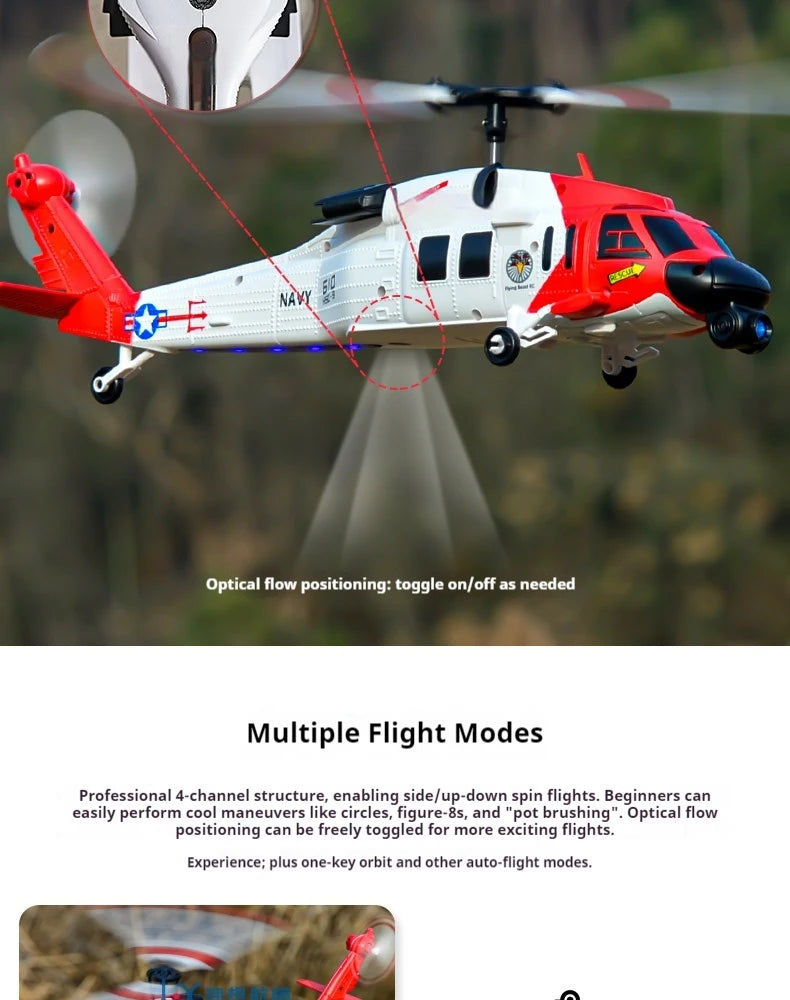 FB06 Black Hawk Remote Control Helicopter 4 Channel Optical Flow Positioning Simulation Model