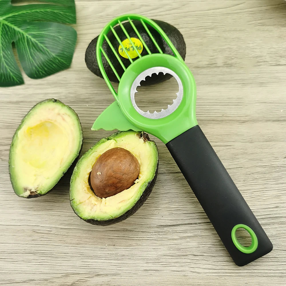 3-in-1 Multifunction Avocado Slicer Shea Stainless Steel Corator Separator Butter Fruit Peeler Plastic Knife Kitchen Fruit Tools