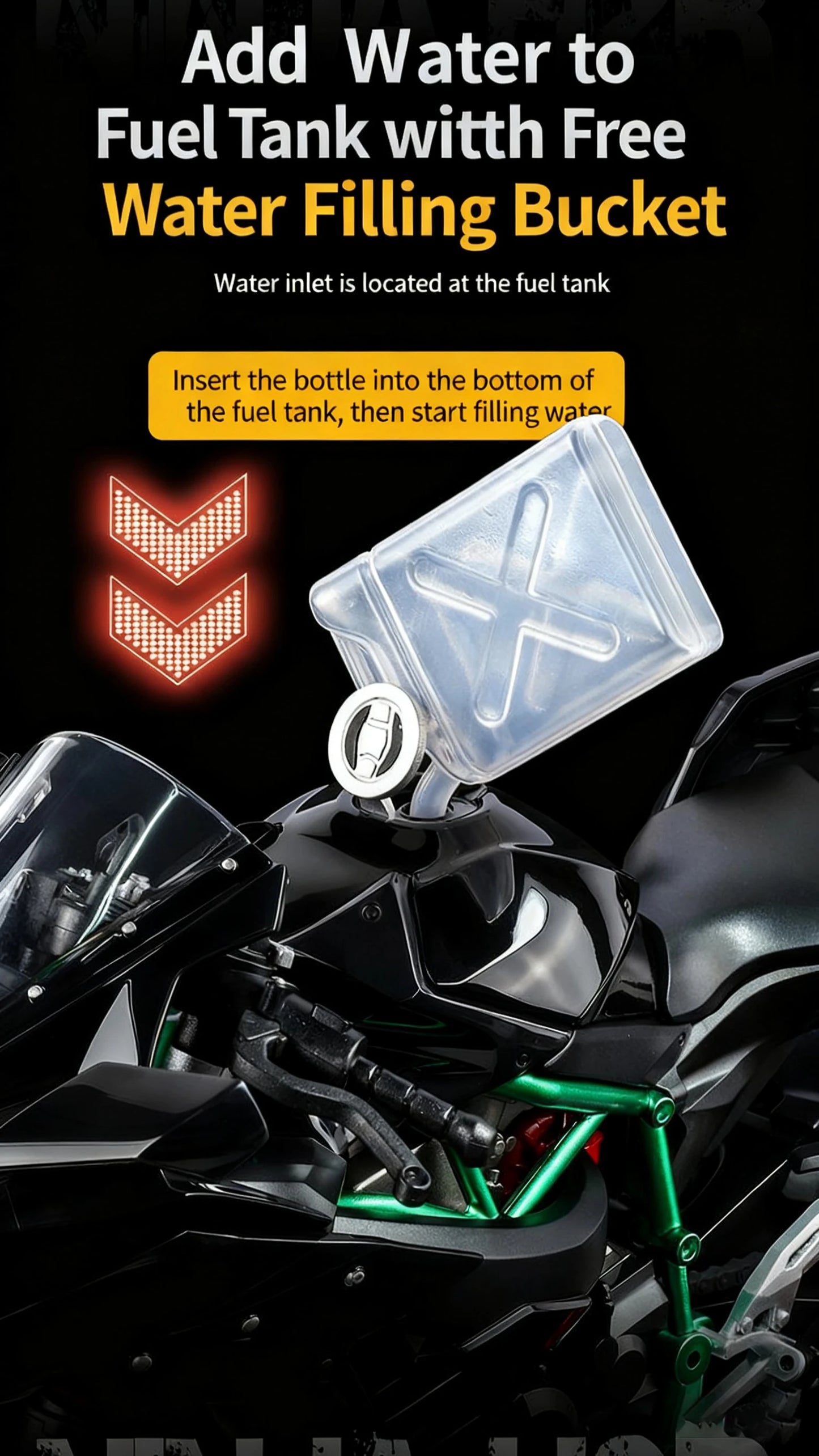 Key Control Diecast H2 H2R Sports Motorcycle Model 1 to 9 Scale