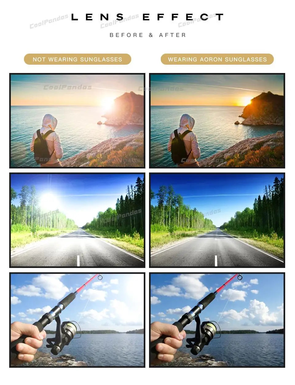 Carbon Fiber Square Photochromic Polarized UV400 Day Night Driving Sunglasses for Men Women