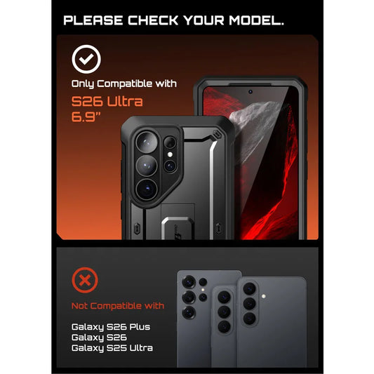 Rugged Phone Case with Kickstand and Belt Clip for Samsung Galaxy S26 Ultra