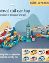 Electric Rail Car Dinosaur Building Parking Lot Adventure Racing Rail Car Toys  Brain Mechanical Interactive Rail Cars
