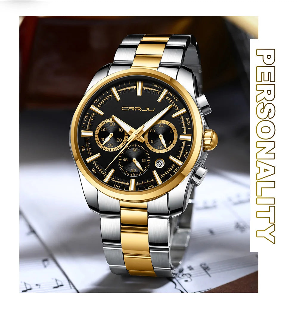 Men Watch Sports Casual Quartz Wristwatches with Chronograph Fashion Stainless Steel Auto Date Clock Male