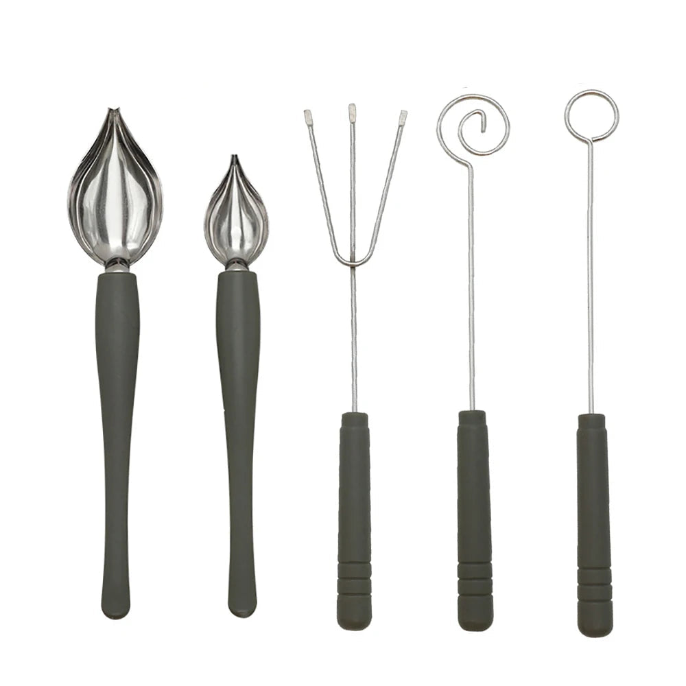 1/5pcs Candy Dipping Tools Chocolate Dipping Fork Spoons Set Culinary Decorating Spoons Chef Art Pencil For Decorative Plates