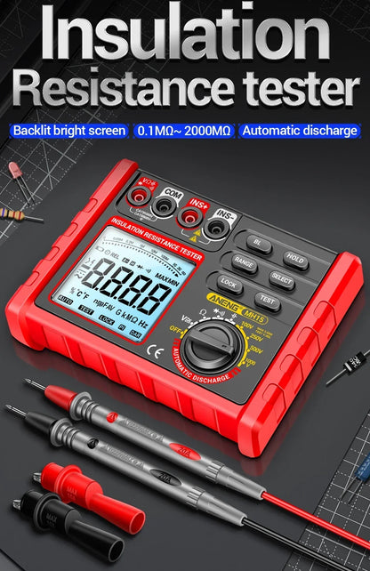 Digital Ohmmeter Insulation Resistance Meter 6000 Count Resistor Testers Capacitor Test Megohmmeter High Voltage Tool