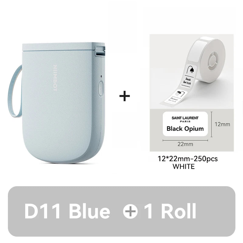 D11 Mini Thermal Label Printer 300DPI, Bluetooth Wireless Inkless Sticker Maker, Portable Label Printer for Android & iOS