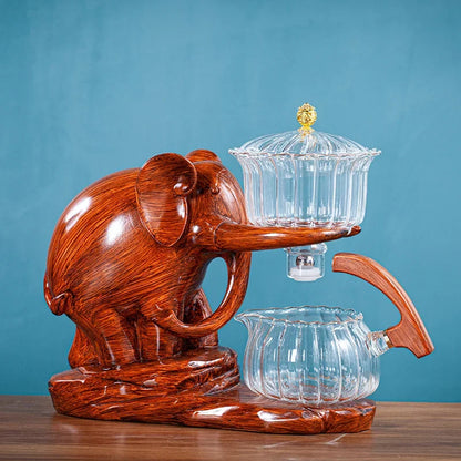 Heat-resistant Glass Teapot With Base Creative Tea Set Elephant Shape Automatic Tea Set Pu'er Oolong Teapot And Cup Set