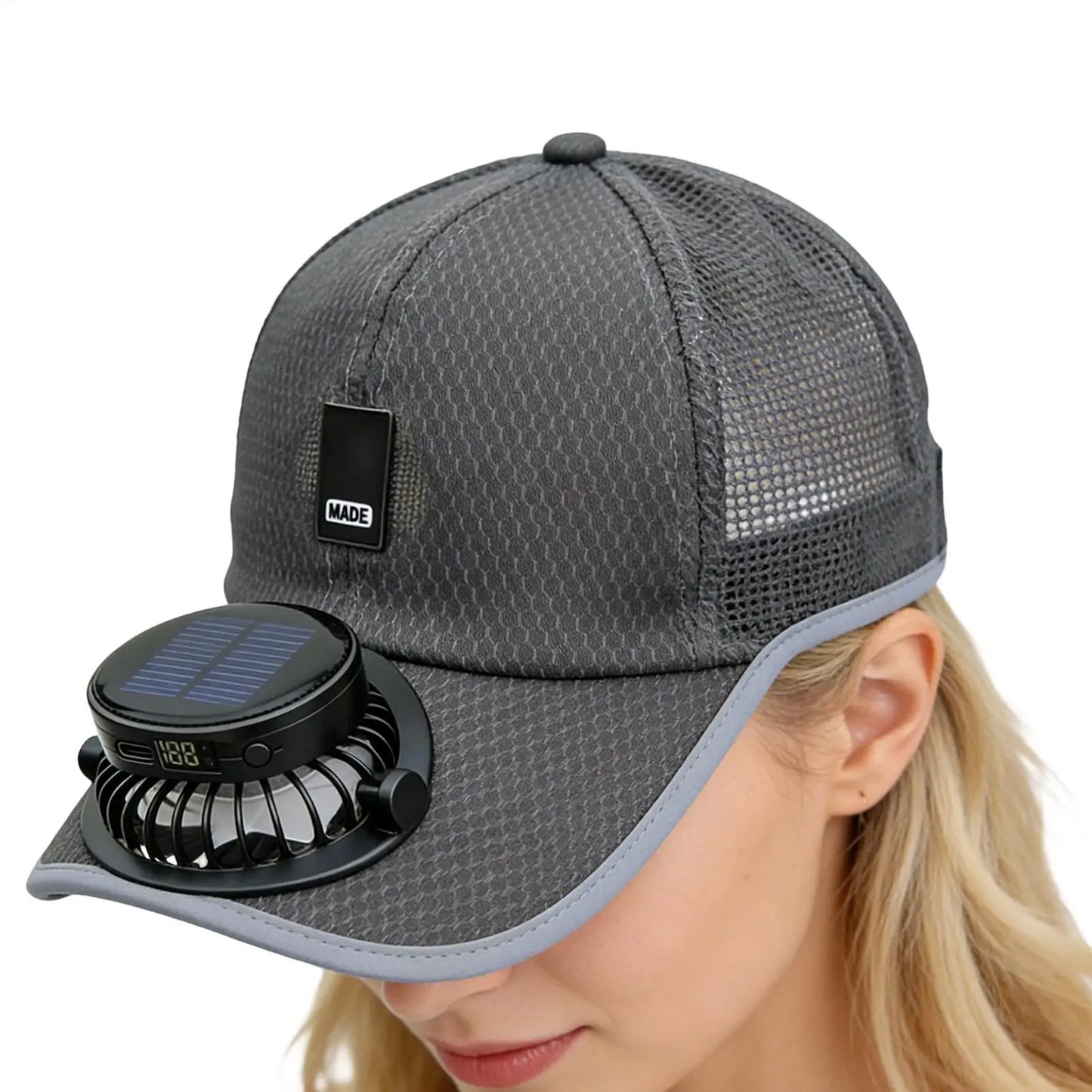 Wide Brim Solar Fan Hat With USB Charging