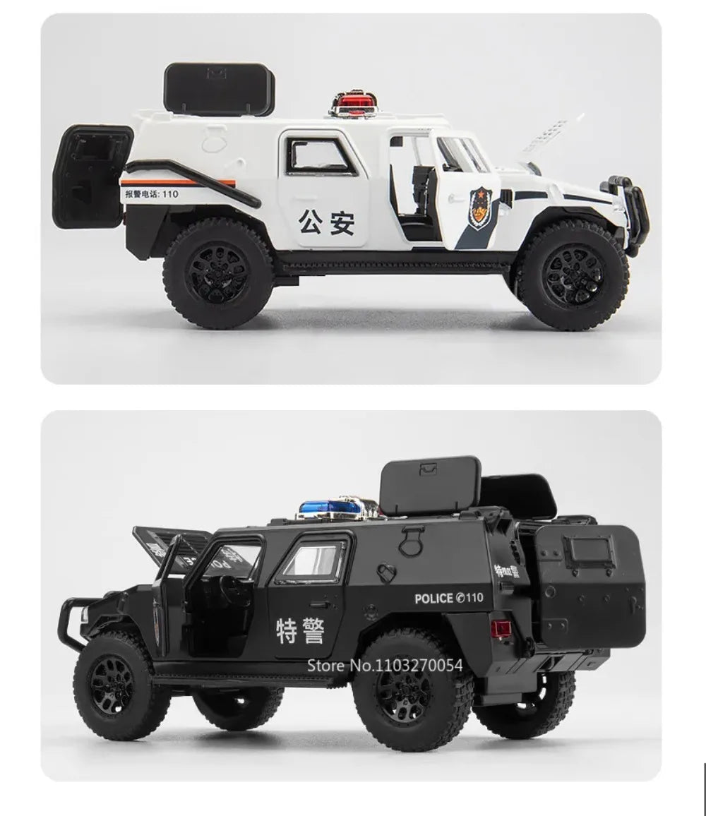1:32 DongFeng MengShi Honda Accord Police Car Model Toy Metal Diecast Pull Back Doors Opend Vehicles Models Boys Holiday Gifts