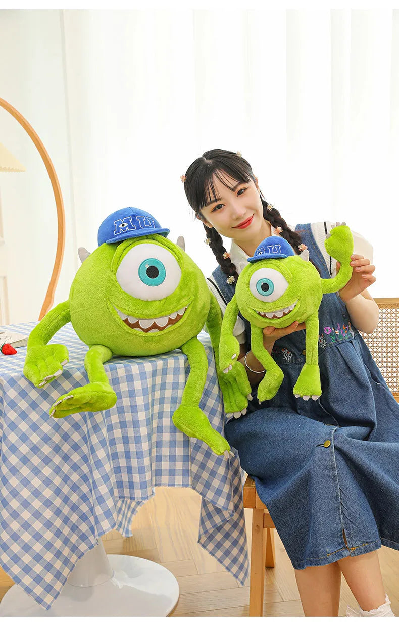 Kawaii Mike Plush Toy Big Eye Monster with Hat Cute Stuffed Doll for Kids Birthday Xmas Gift Soft Pillow Toy for Boys and Girls
