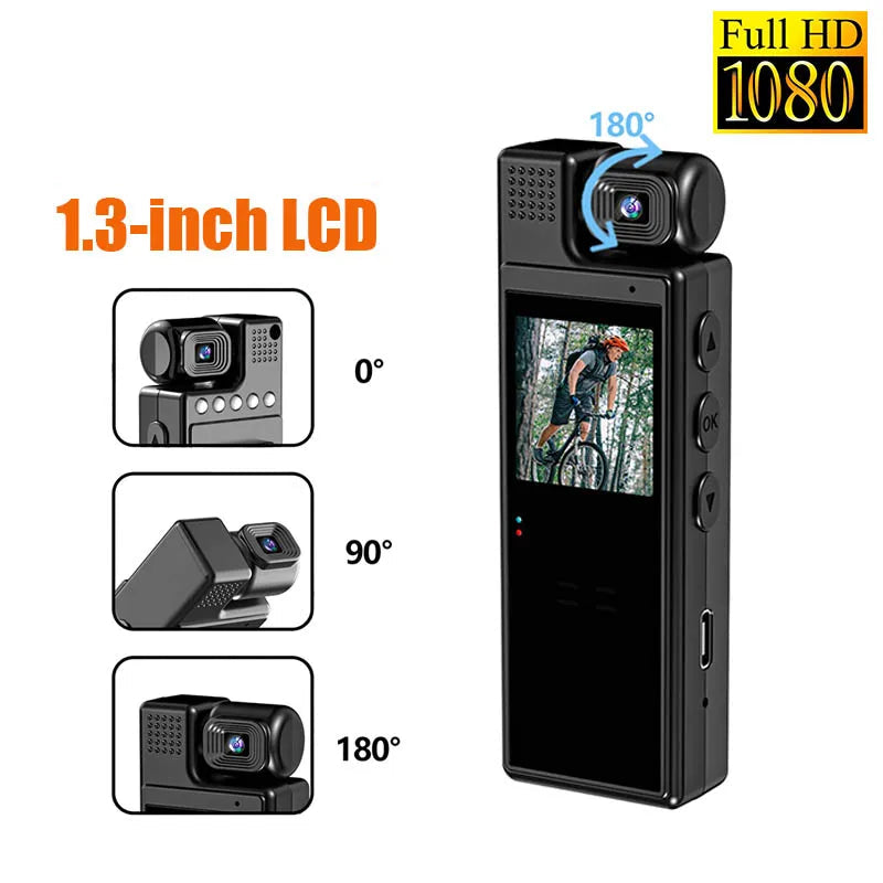1.3inch Screen 1080P Sports HD Mini Camera Portable Digital Video Recorder BodyCam Infrared Night Vision Police Camcorder