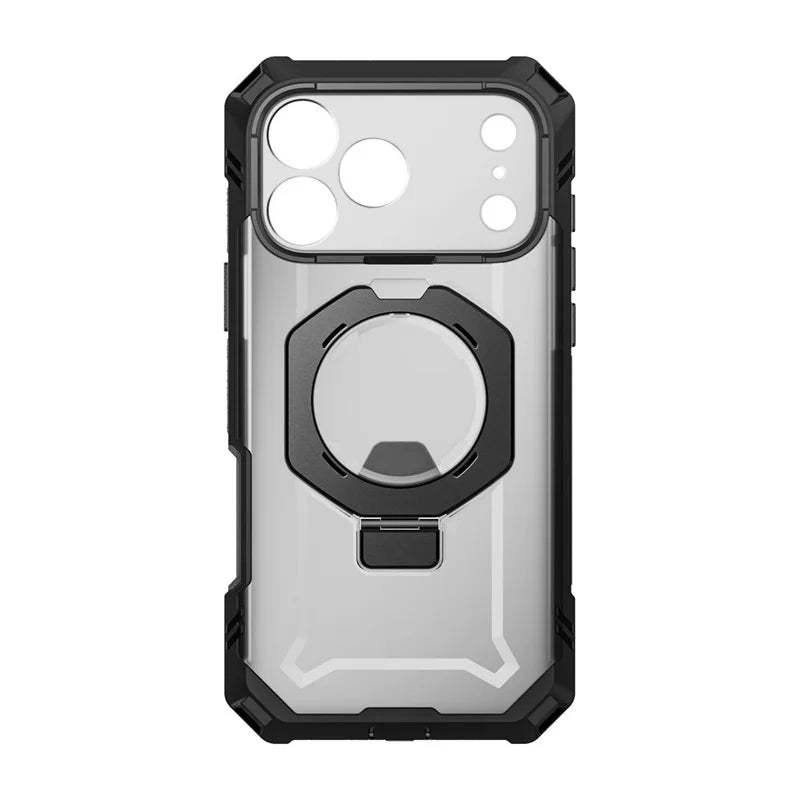 Rugged Magnetic Phone Case with Tempered Glass Screen Protector and Aluminium Kickstand for iPhone 17 Pro and iPhone 18 Pro