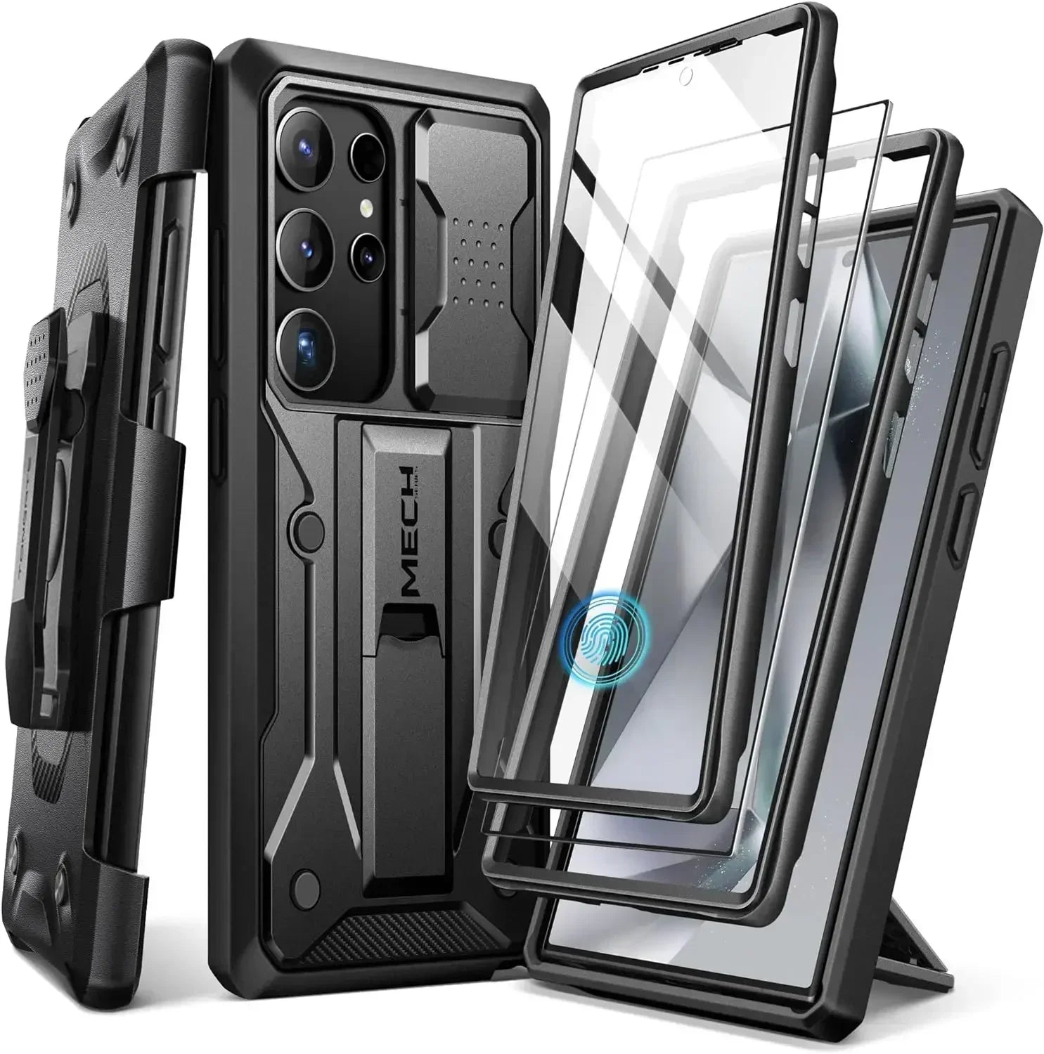 for Samsung Galaxy S23 Ultra S24 Case with Kickstand Slide Camera Cover Screen Protector Military Grade Shockproof 6.8"