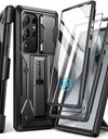 for Samsung Galaxy S24 S23 Ultra Case Bulit-in Screen Protector & Slide Camera Cover Phone Case with Kickstand Belt-Clip