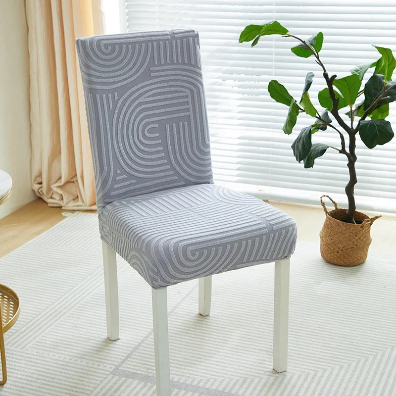 1PC Elastic Dining Room Chair Cover Jacquard Kitchen Chair Slipcovers Seat Covers Removable for Hotel Wedding Banquet Home