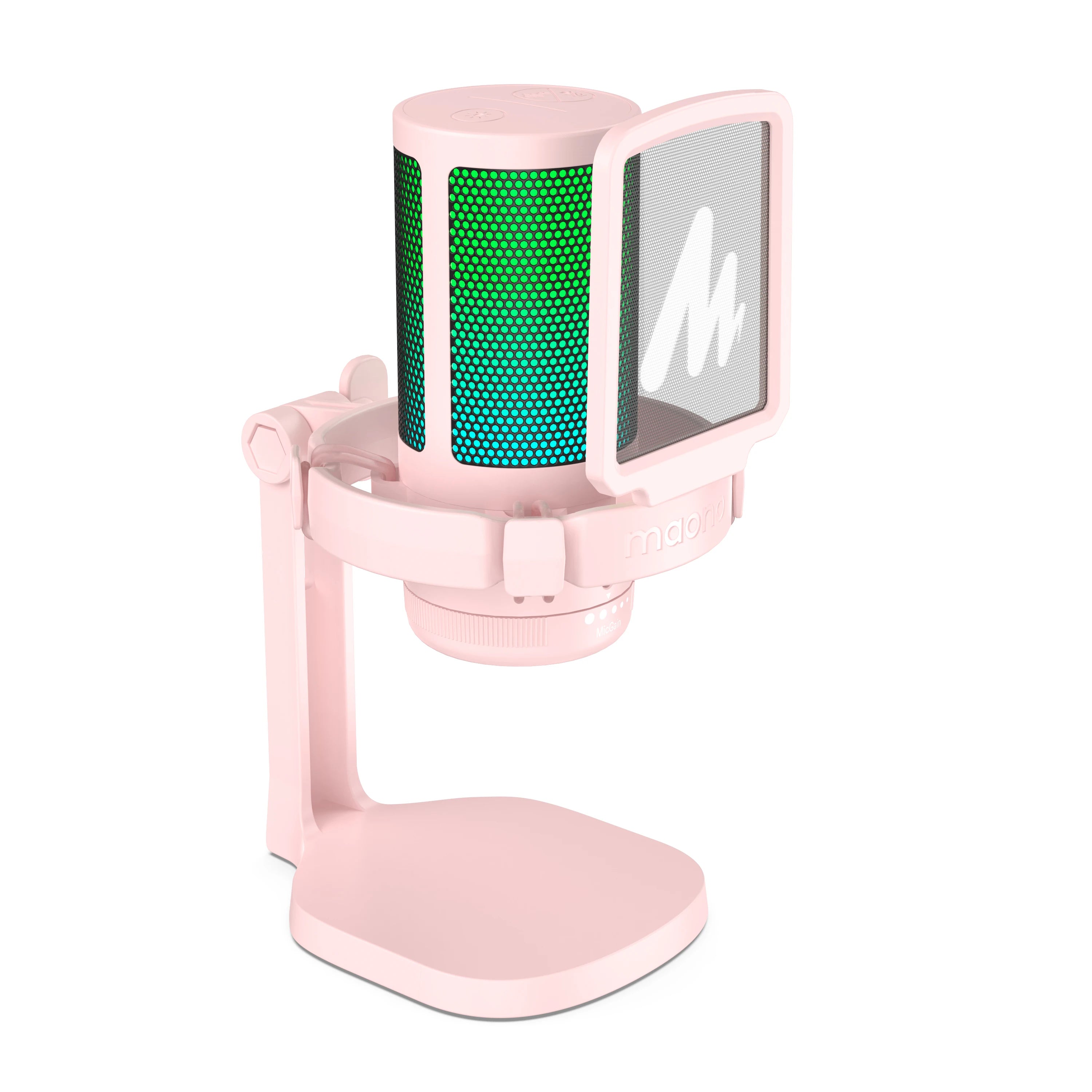 DGM20 Gaming Microphone,USB Microphone Condenser Mic RGB Gaming Mic with Noise reduction software,Mic Gain,One Key Mute