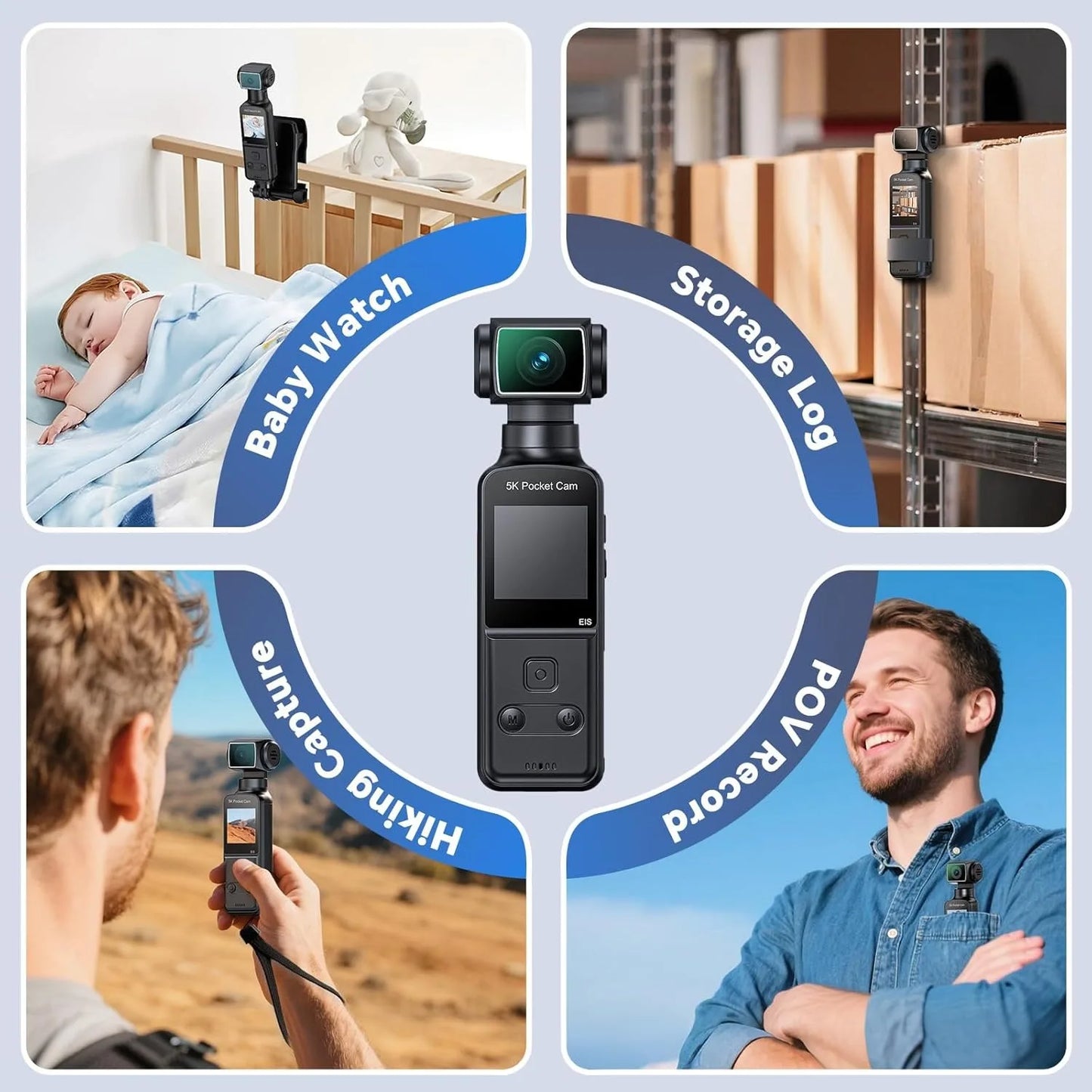 5K Rotatable Lens Body Camera 270 Degree Portable Sports Vlog Camera External Mic Support EIS Stabilization Wearable Recording Device