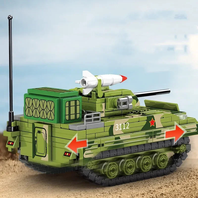 Blocks Chinese military tank chariot Model action figure social games s toys boy birthday gift room decoration ornament