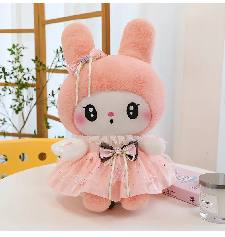 70cm Sanrio Kawaii Kuromi Plush Toy in Princess Tulle Skirt Melody Stuffed Doll Kids Birthday Xmas Gift Cute Pillow for Children