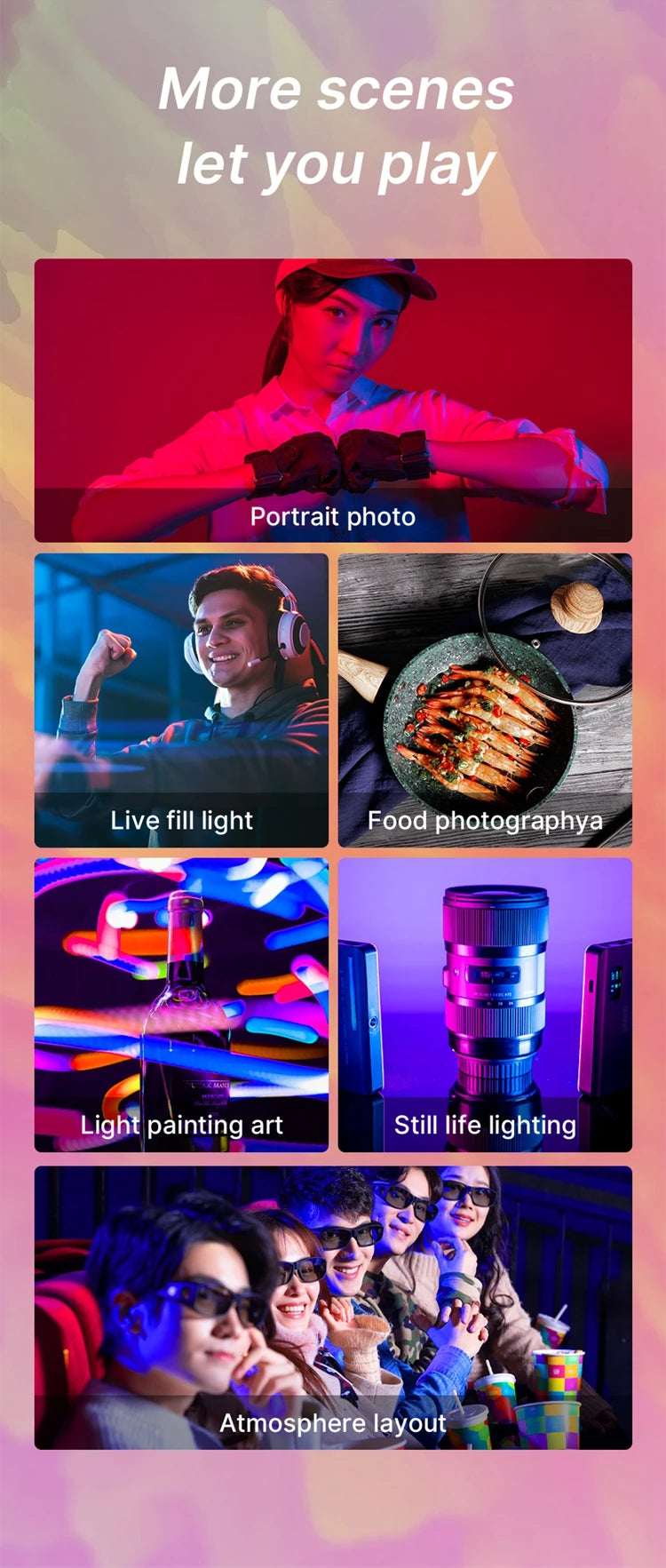 RGB LED Video Light 2500K–9000K Dimmable Photography Light Rechargeable Camera Fill Lamp