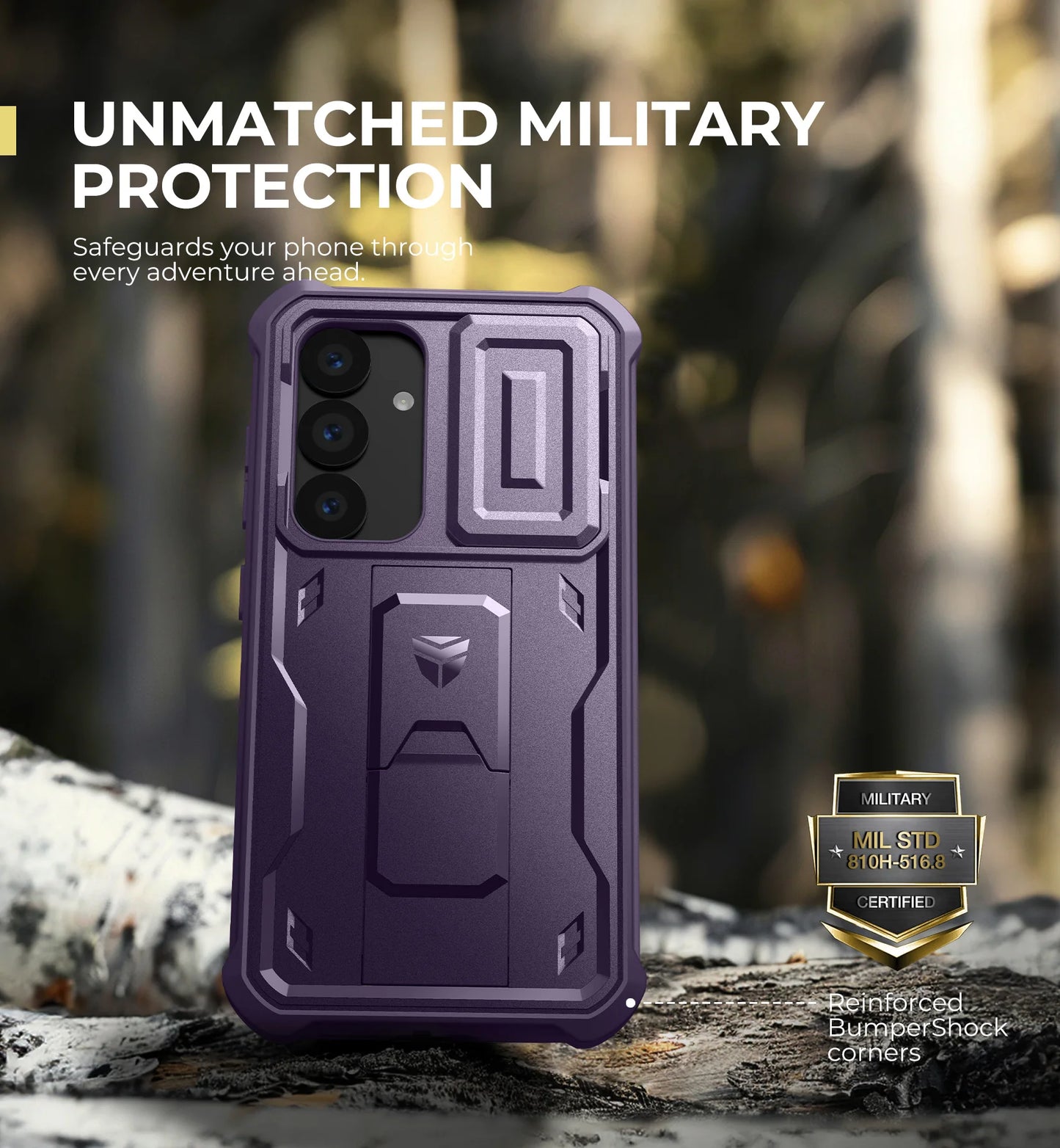 for Samsung Galaxy S25 Case holder Heavy-Duty Shockproof Rugged Case with Built-in Slide Camera Cover & Screen Protector