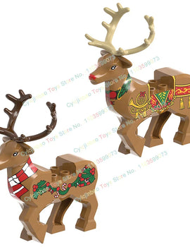 Christmas Building Block Gift Animals Deer Elk Reindeer Figures Brick Xmas Tree Educational Toy Gift Block Model XH1751
