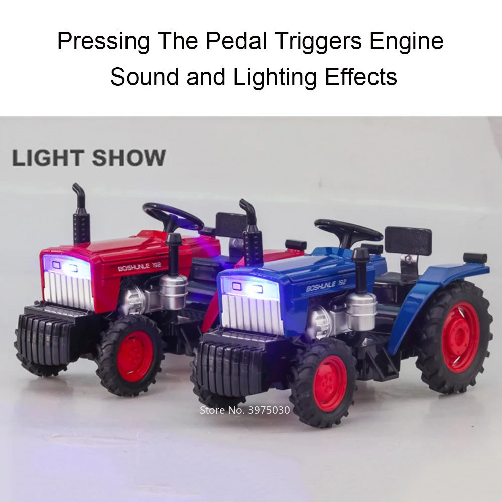 1/32 Scale farm Tractor Alloy Toy Model Car Diecast with Light Music Rubber Tires Tractors Vehicles