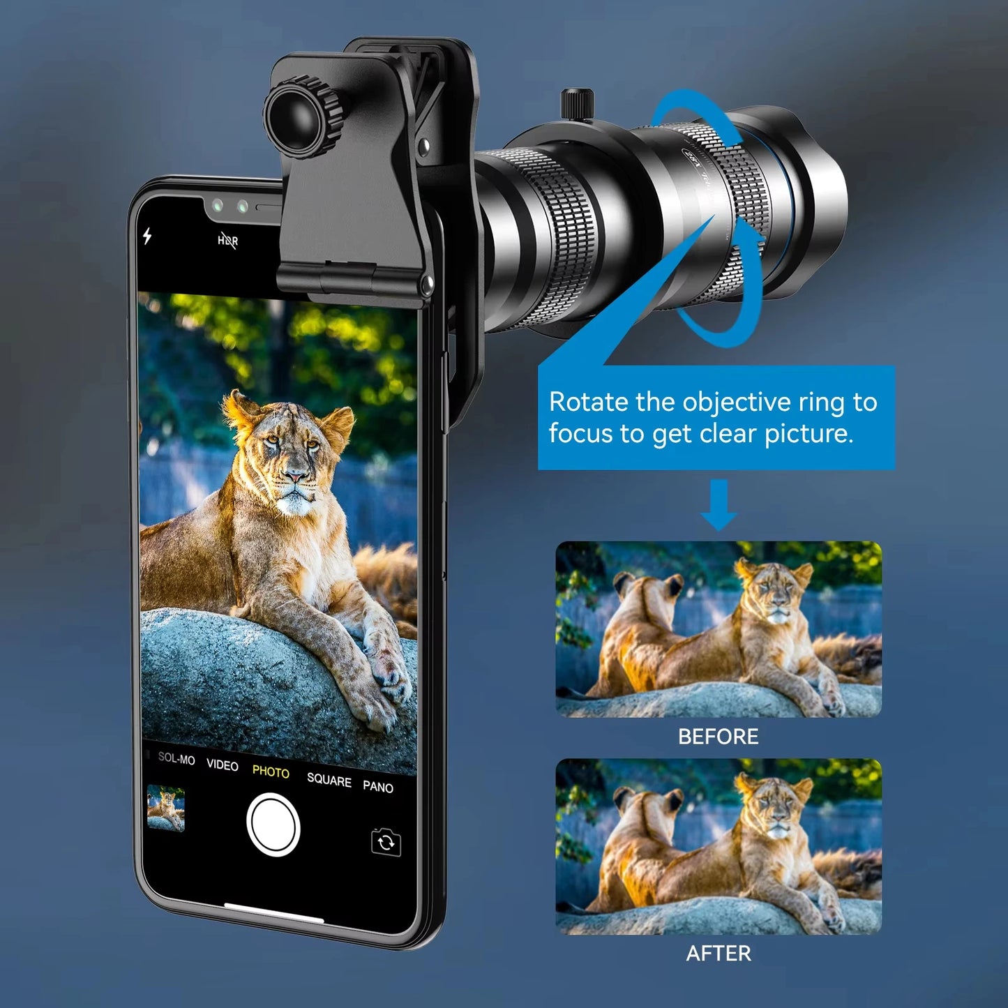 28X Portable Mobile Phone Telephoto Monocular Lens with Universal Clip