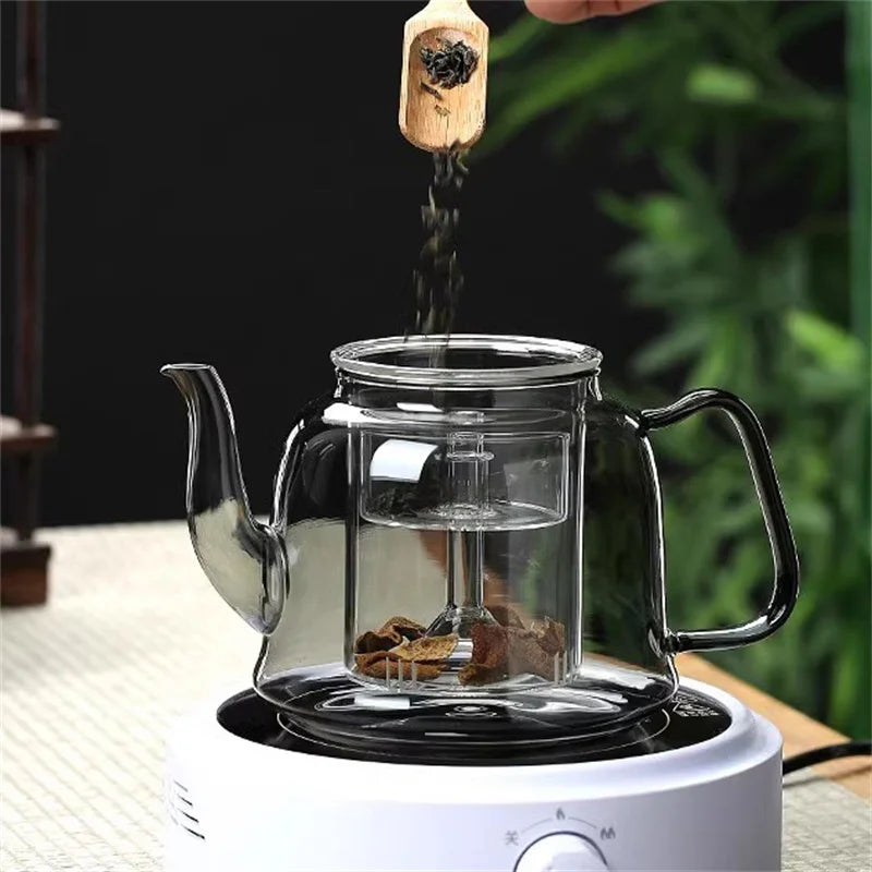 High Borosilicate Glass Teapot with Tea Strainer for Steaming and Boiling