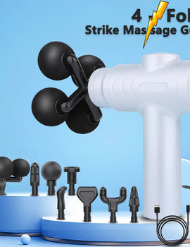 Massage Gun Variable Frequency Dual mode 4x Strike Massager head Massager Body Neck Back Leg Fitness Tool 5 Levels Fascial gun