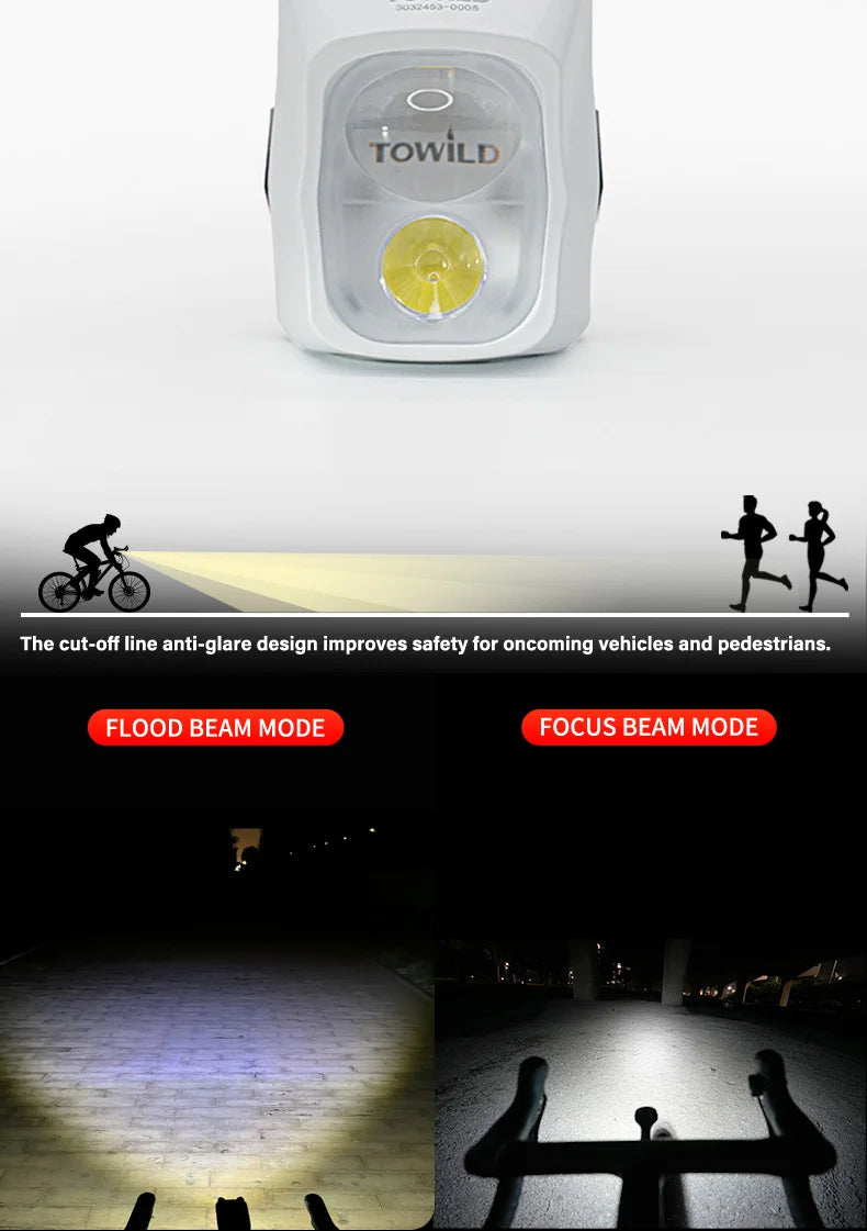 DL1200S/DL1700 Bicycle Light With Cut-Off Line Beam1900LM Rechargeable Front Light Power Bank Mtb Cycling Headlights