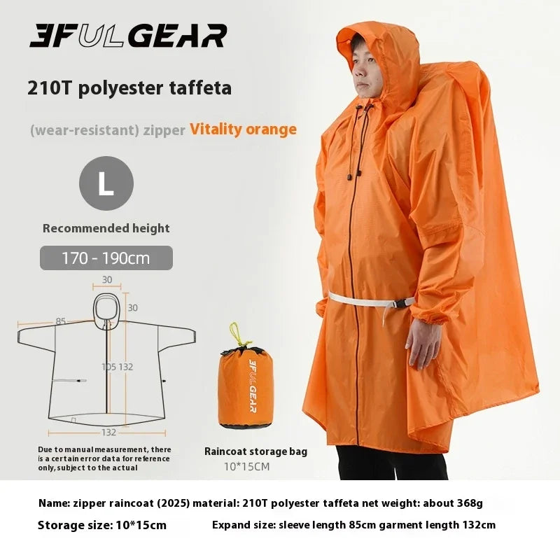 Ultralight Waterproof Zipper Raincoat for Hiking Camping and Travel