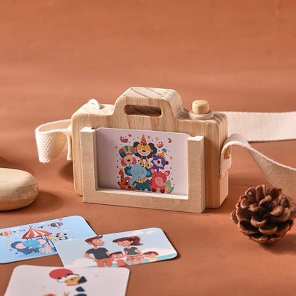 Wooden Camera Puzzle Toy With Cards Montessori Toys For Children Handmade Wooden DIY Presents Baby Room Decoration Outdoor Toy