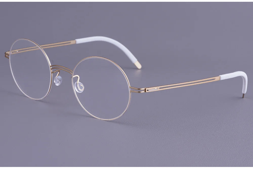 Round Screwless Pure Titanium Eyeglasses Frame