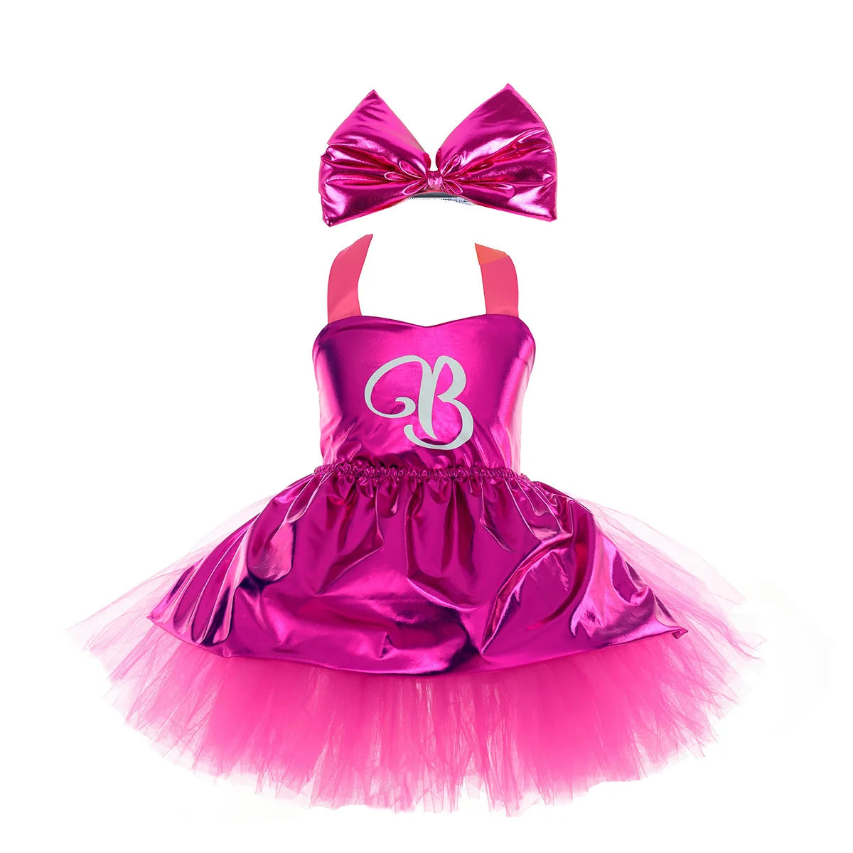 Golden Satin Tutu Dress with Bow Headband Birthday Party Costume