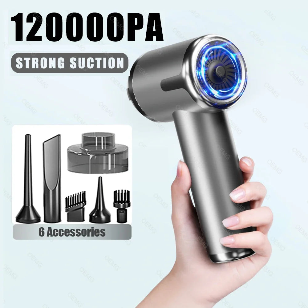 Car Vacuum Cleaner 120000PA Hand held Portable Wireless Cleaner Powerful Car Cleaner Cleaning Machine Mini Home Appliance