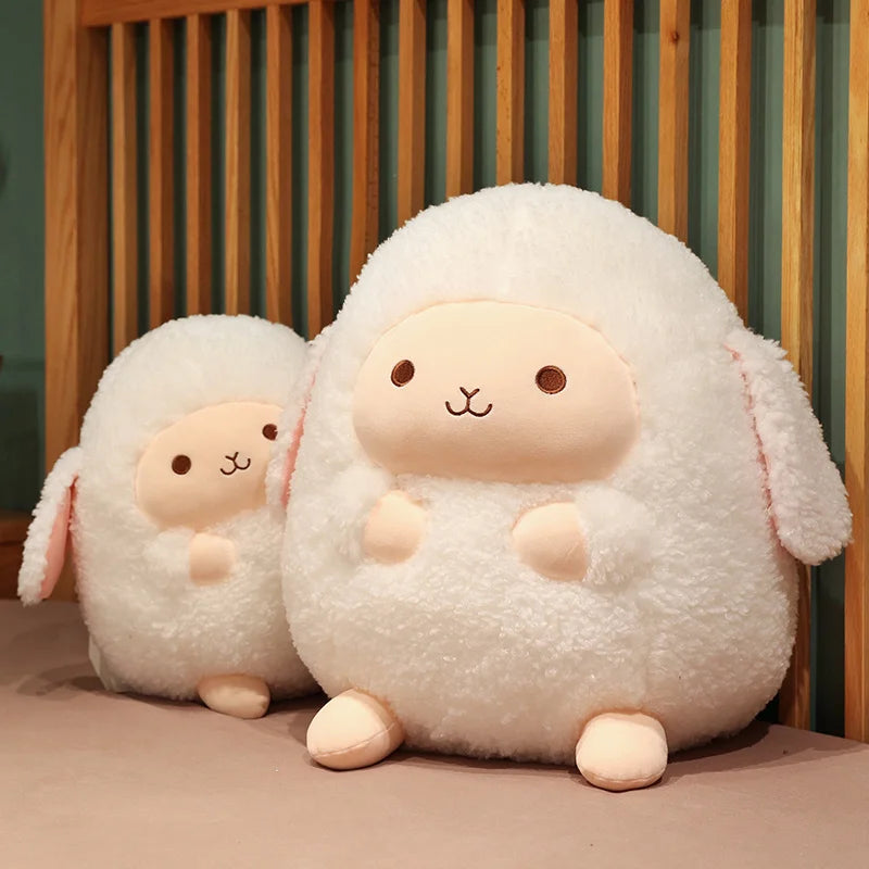 Cute Fluffy Sheep Plush Stuffed Animal Soft Round Pillow