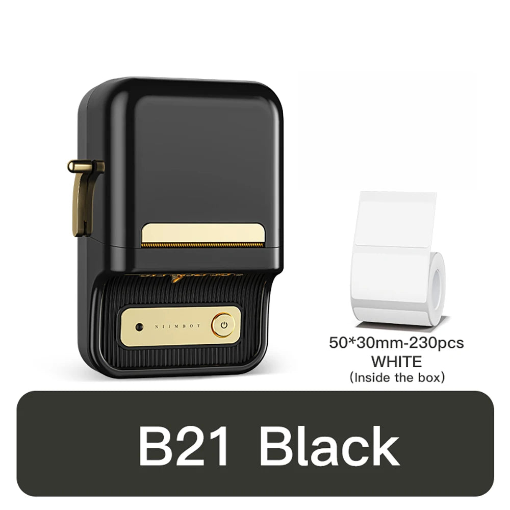 B21 Mini Thermal Label Printer, Bluetooth Wireless Barcode Label Maker, Portable Inkless Sticker Printer for Business & Office