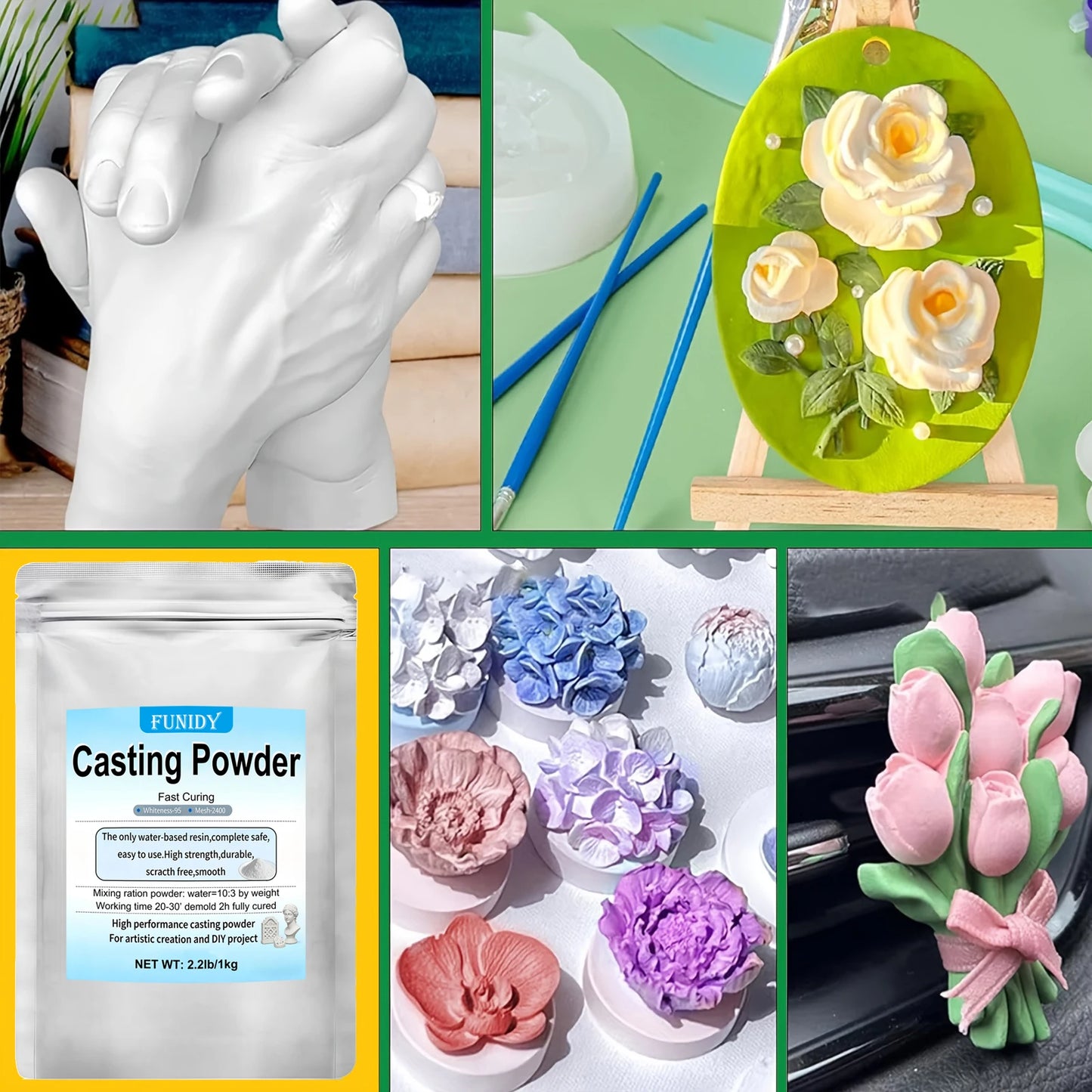 Resin Casting Powder 1000g/2000g/3000g – Fast Demold 20–30 Min, Self-Leveling Plaster for Craft Casting