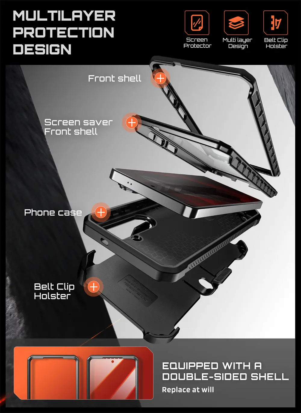 Rugged Magnetic Phone Case with Kickstand Screen Protector and Belt Clip for Samsung Galaxy S26