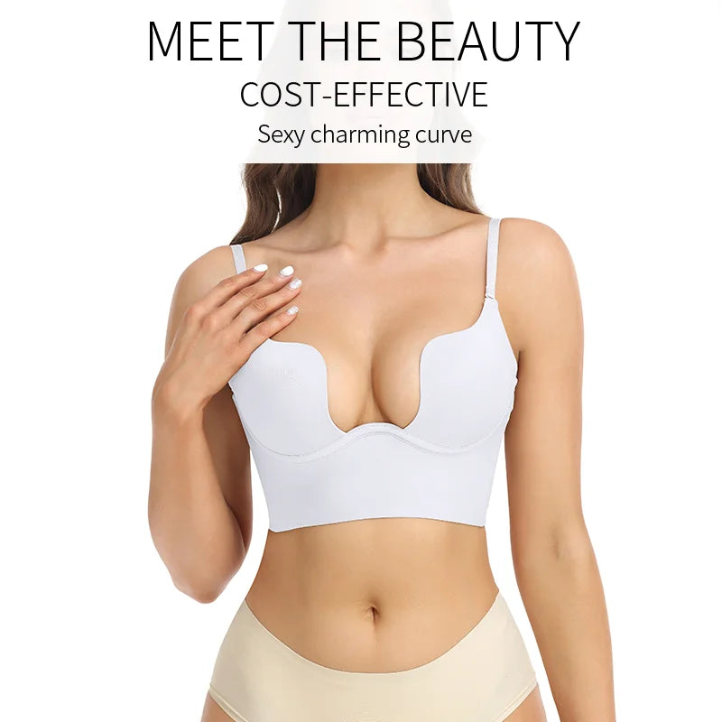 Deep V-Neck Backless Bodysuit Shapewear – Push Up Thong Body Shaper