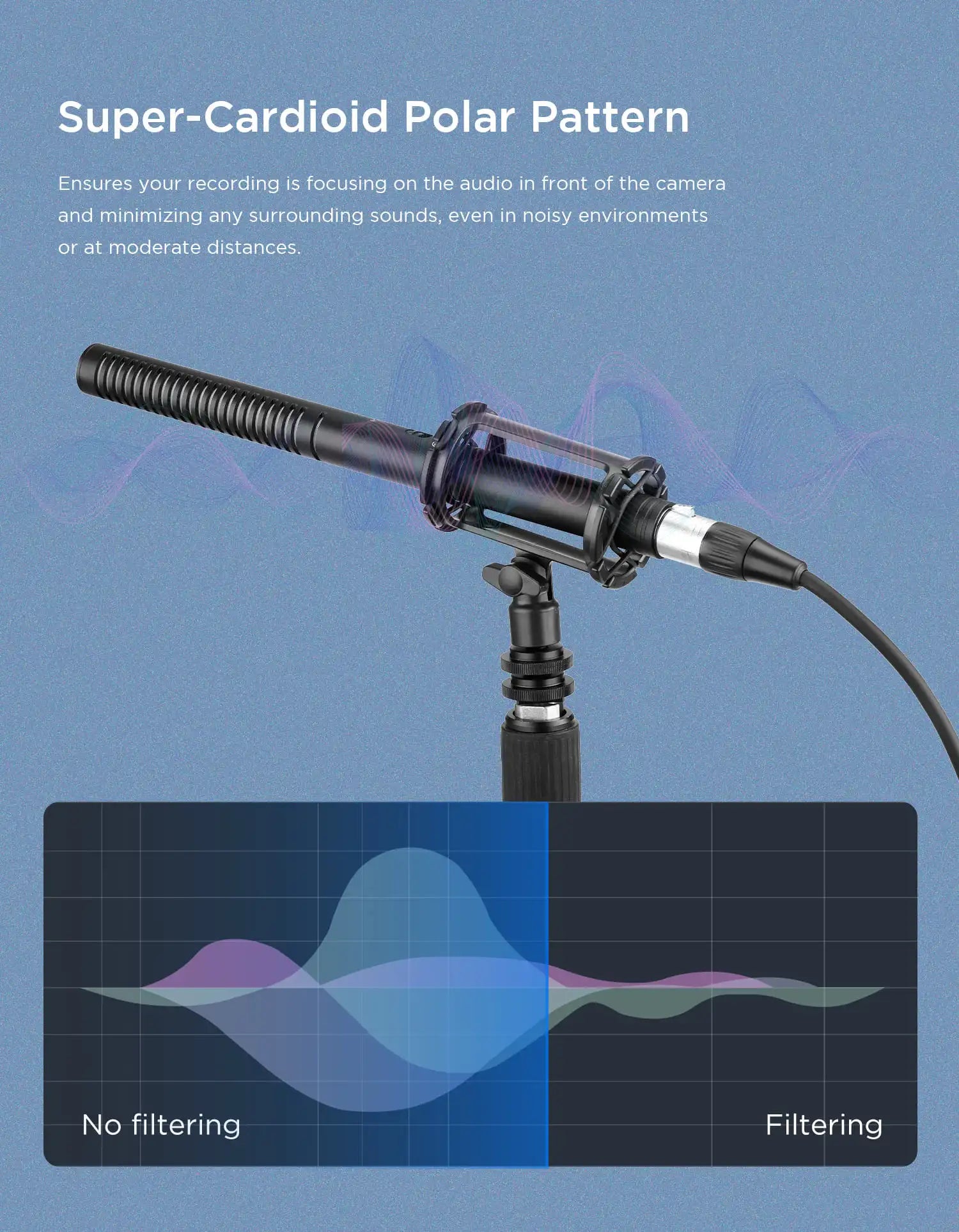 BY-BM6060 XLR Microphone Super-Cardioid Shotgun Condenser Microphone for DSLR Camcorder Film Making TV Program Interview