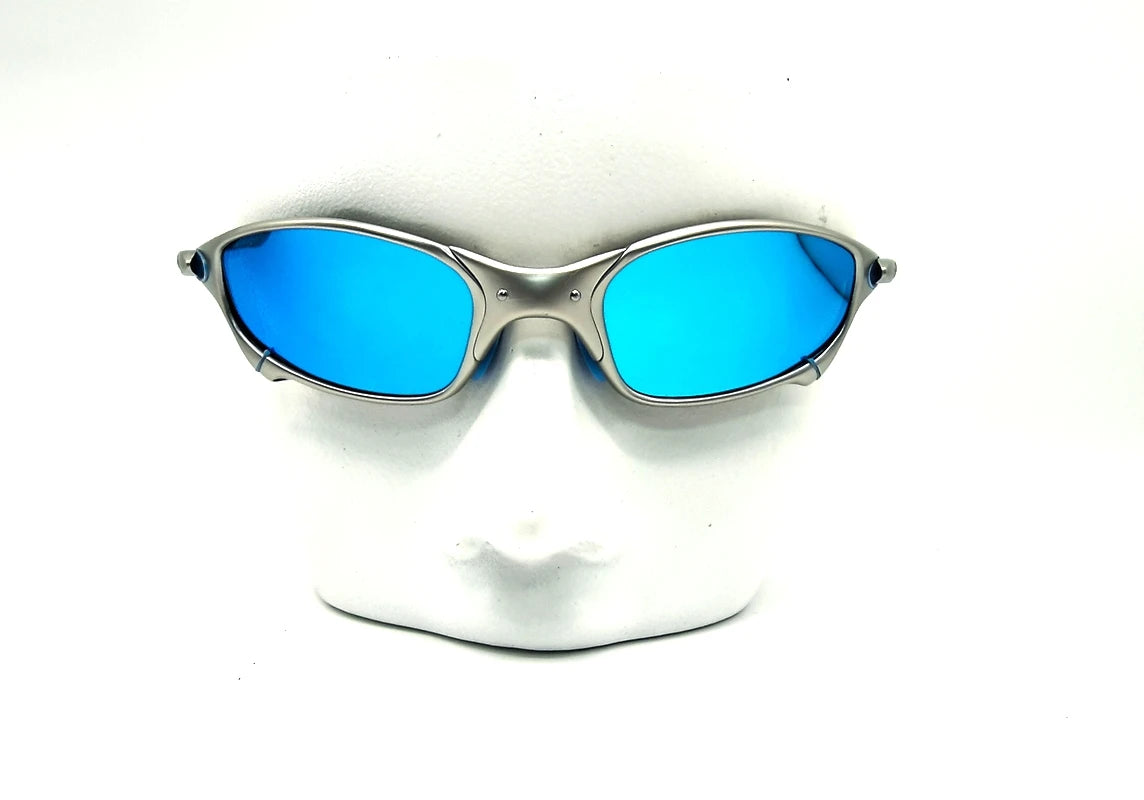 Polarized UV400 MTB Bike Cycling Sunglasses – Silver Metal Frame Riding Fishing Eyewear