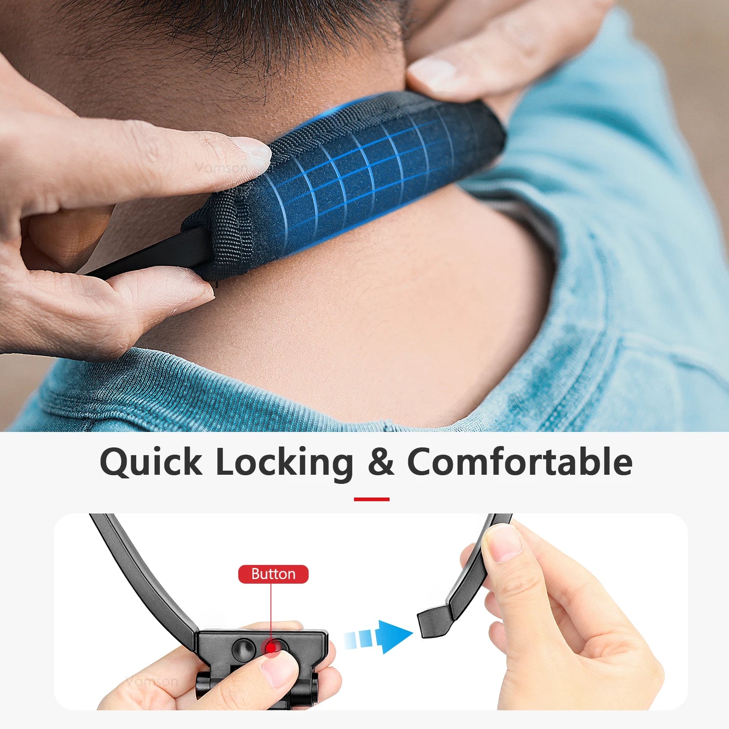 Anti-shake Neck Hold Mount for iPhone 14 13 Xiaomi Huawei Samsung Cellphone Smartphone Running Cycling Record Vlog Video