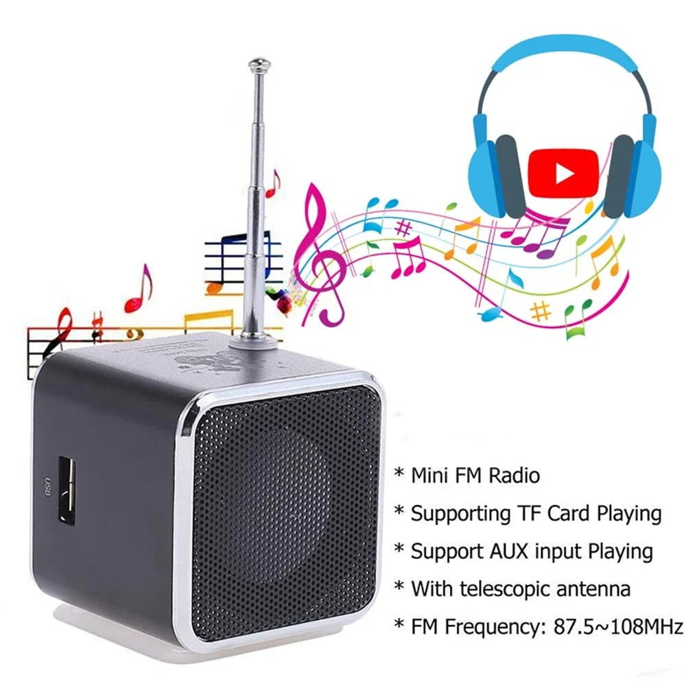 Rechargeable Portable radio FM portable mini radio Mini High Bluetooth Portable Voice Suitable for computer cell phone MP3 music
